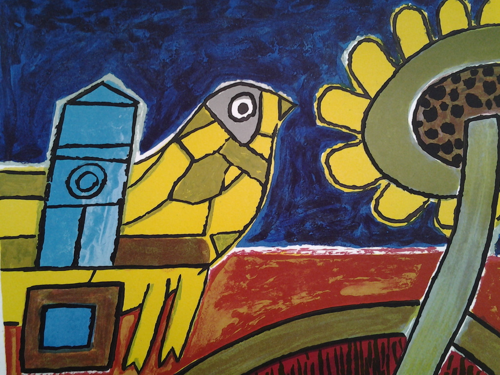 Prachtig groot litho , Corneille , Vrouw met zonnenbloem. kopen? Bied vanaf 120!