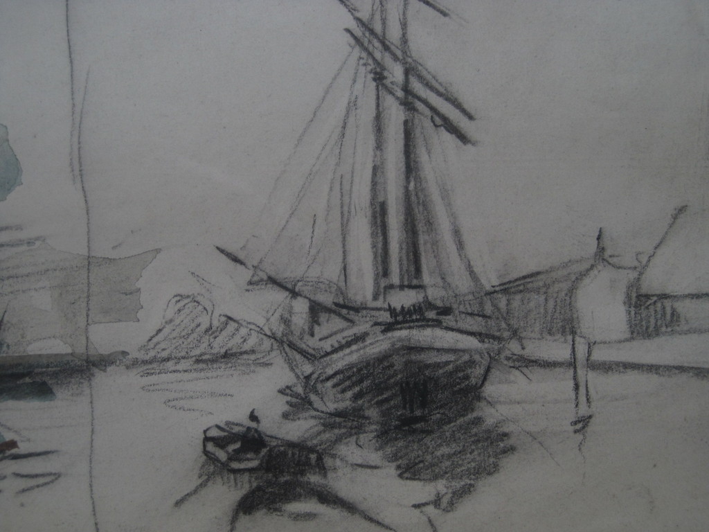 19e eeuwse aquarel "haven Rotterdam" toegeschr. Joh Bart.Jongkind 1819-1891 kopen? Bied vanaf 1!