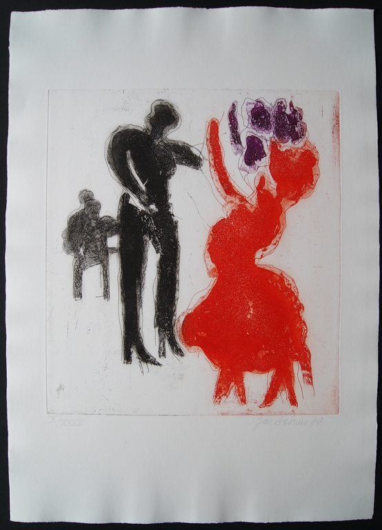 Jan Sierhuis - Jan Sierhuis prachtige kleuren ets - 1988 kopen? Bied vanaf 115!