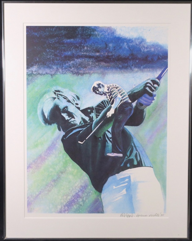 Rene Brone: Litho, Golfen - Ingelijst kopen? Bied vanaf 1!