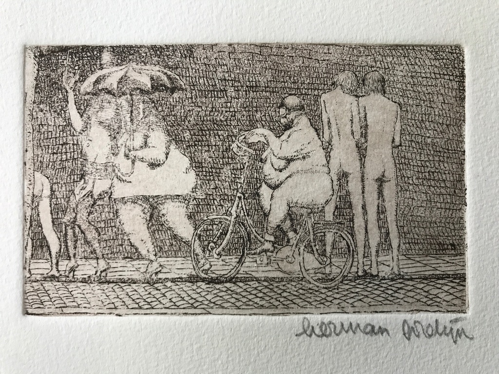 Herman gordijn, ets, geen titel verkocht voor € 100!