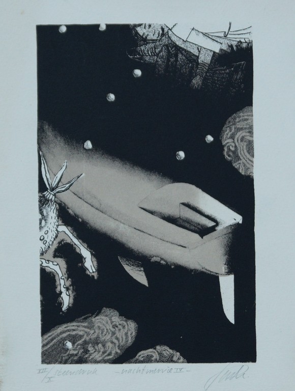 Wim Jonkman - gesigneerde steendruk - nachtmerrie IV kopen? Bied vanaf 1!