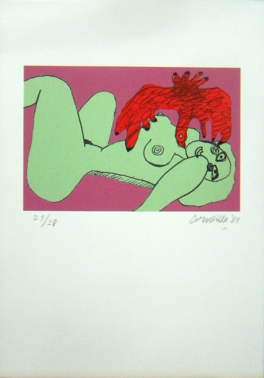 Corneille : liggend naakt (zeldzame zeefdruk uit 1981) verkocht voor € 80!