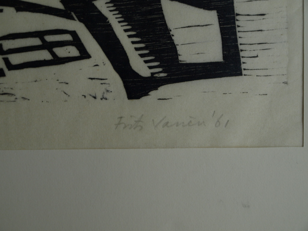 Frits Vanèn :  Houtsnede – Theater II – 1961 – oplage 15 ex. kopen? Bied vanaf 1!