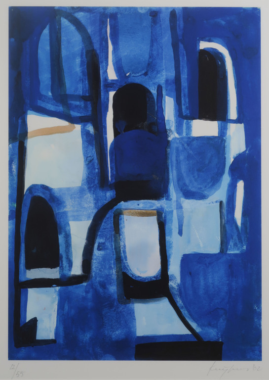 Theo Kuijpers: Giclee, Z.T. (Blauw) - Ingelijst kopen? Bied vanaf 35!