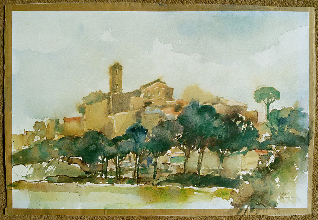 Hen Euverman - Sutri (Italië), aquarel kopen? Bied vanaf 40!