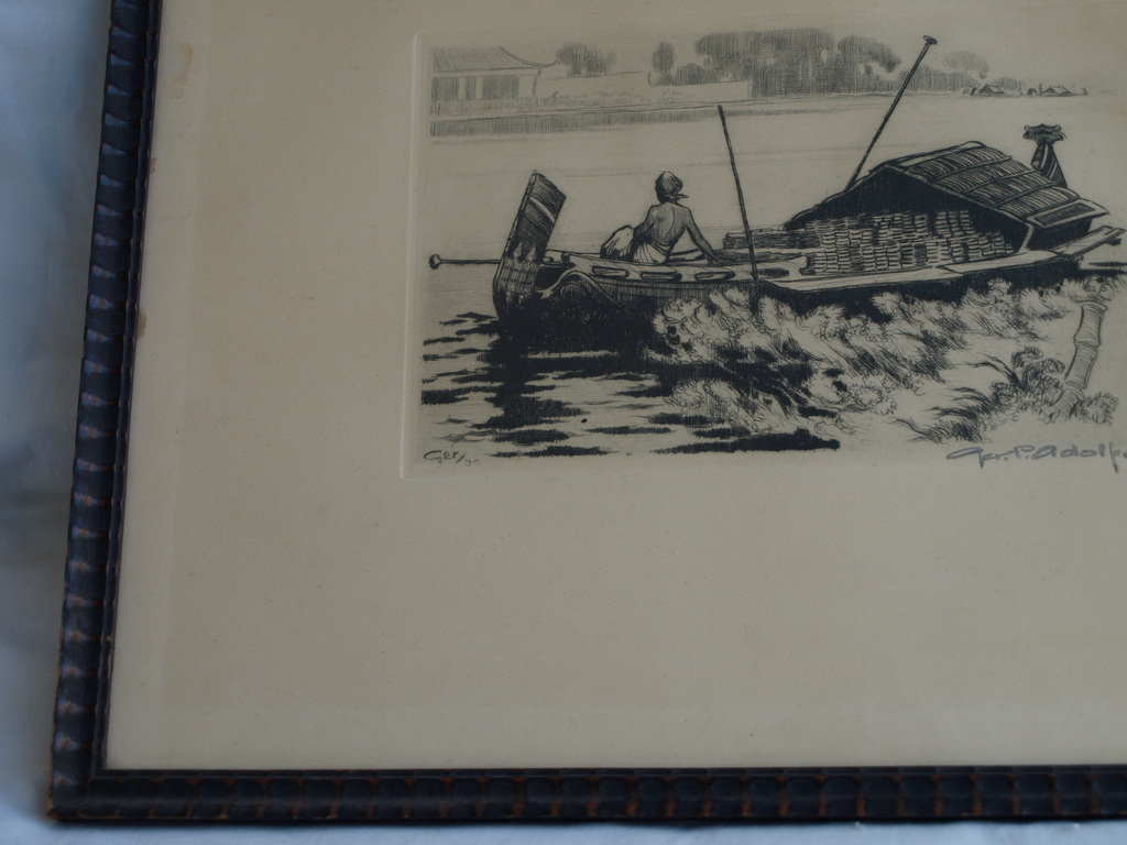 Gerard Adolfs : Ets , Kajoen (Soerabaja) – gesigneerd & ingelijst - 1926  kopen? Bied vanaf 100!