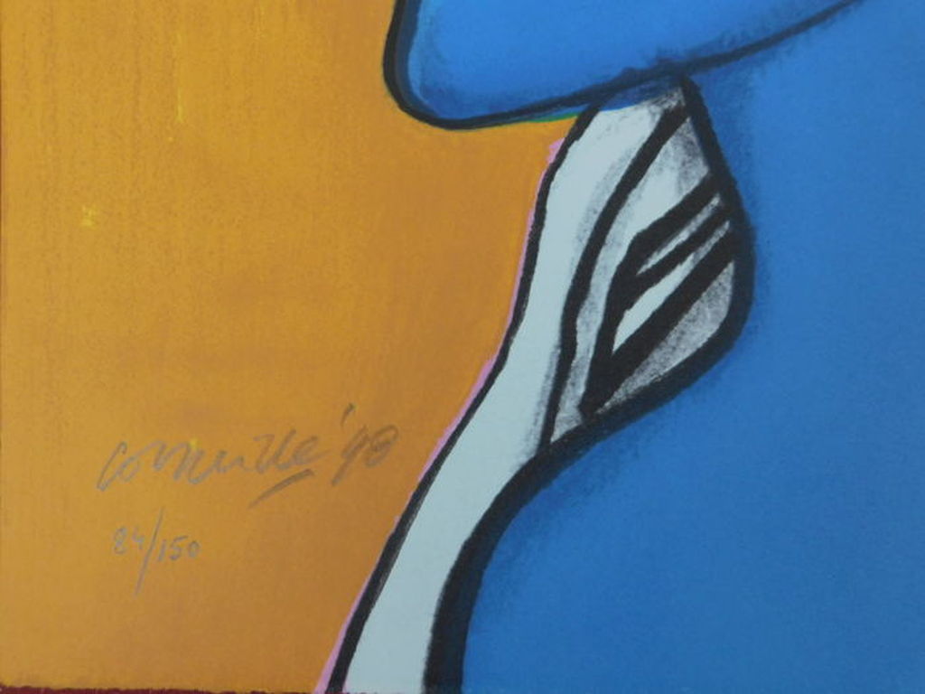 Guillaume Corneille - kleurenlitho - Femme Bleu: Jaune  kopen? Bied vanaf 185!