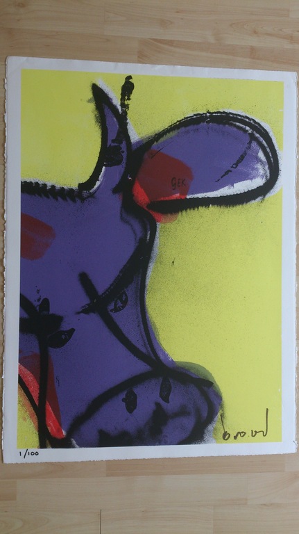 Herman Brood, zeefdruk, de bonte koe ed. 1/100 kopen? Bied vanaf 250!