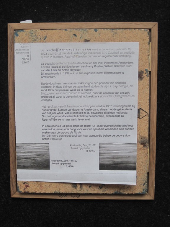 Di Reurhoff Behrens- zeldzaam (mooi) olieverf "De Zee" - gesigneerd  kopen? Bied vanaf 1!