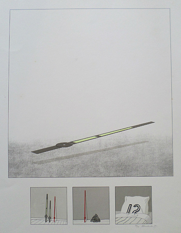 Jeroen Henneman - Compositie met klokwijzers, zeefdruk + offset verkocht voor € 65!