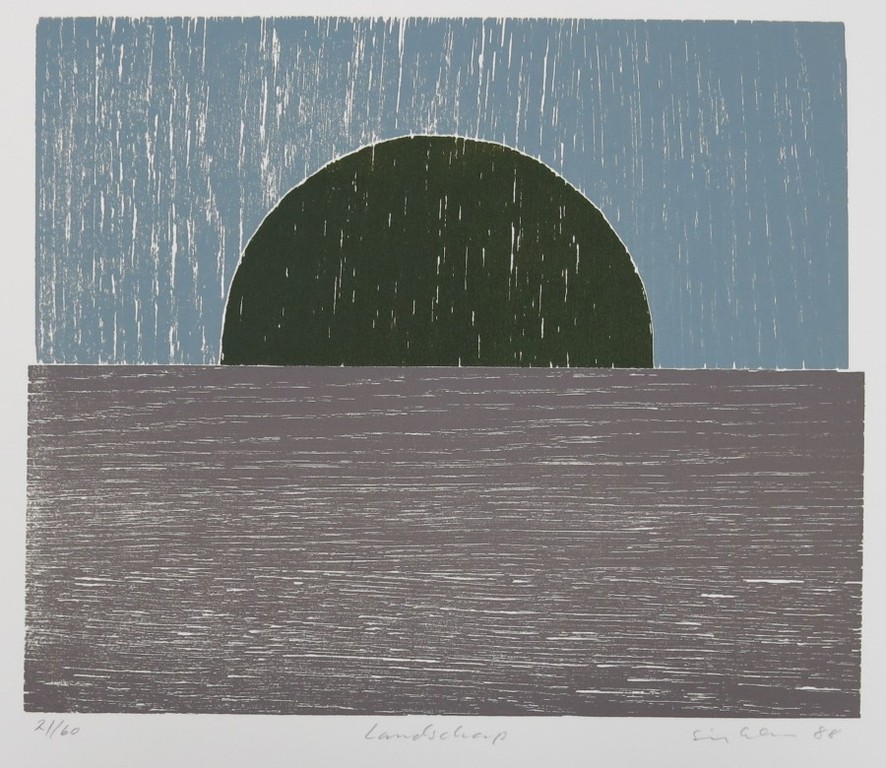 Sigurdur Gudmundsson: Houtsnede, Landschap verkocht voor € 66!