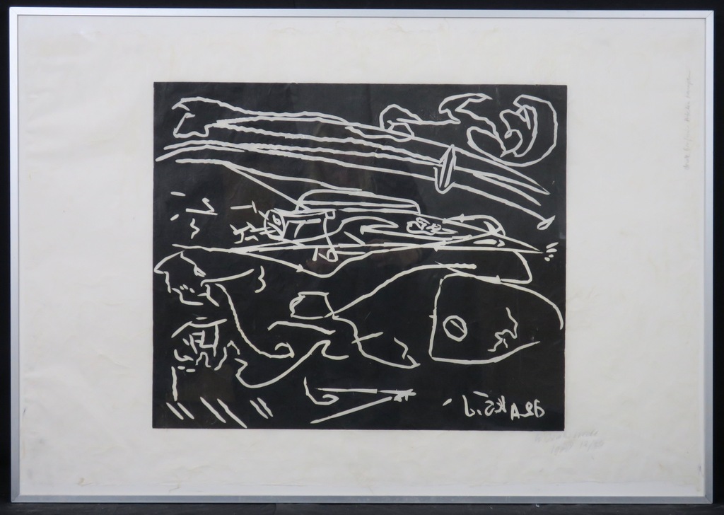 Wim Izaks: Lino op geschept papier, Vrede - Ingelijst (Groot) kopen? Bied vanaf 20!