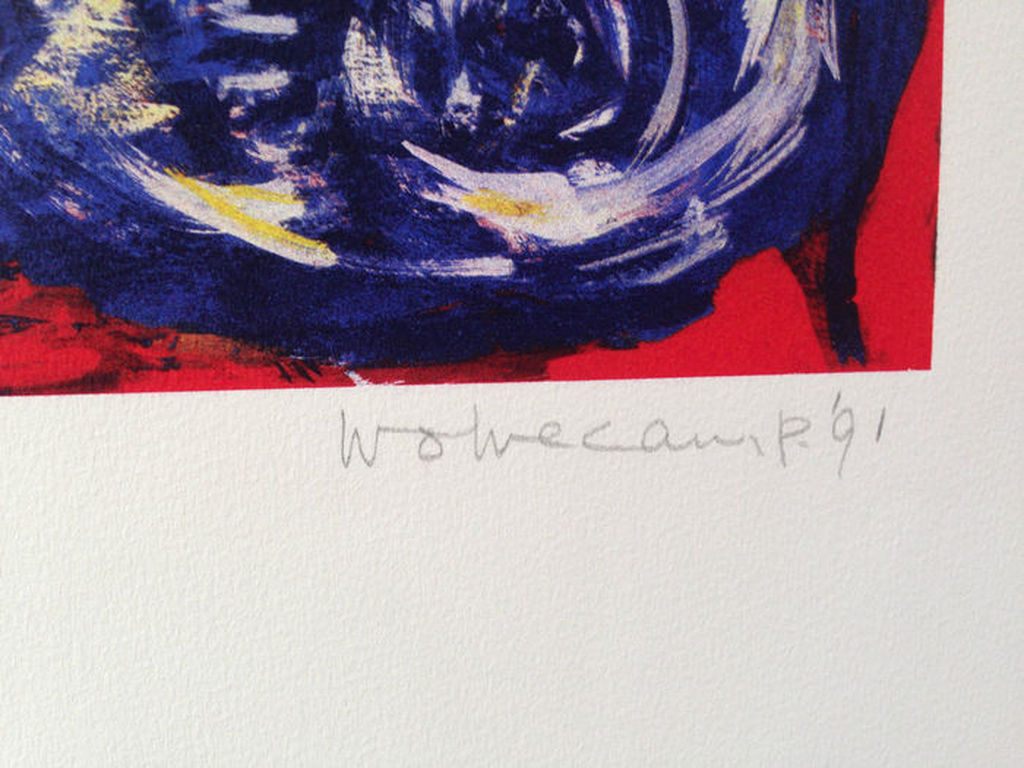 WOLVECAMP, Gelimiteerde en HANDGESIGNEERDE Zeefdruk Abstracte compositie 1991 kopen? Bied vanaf 199!