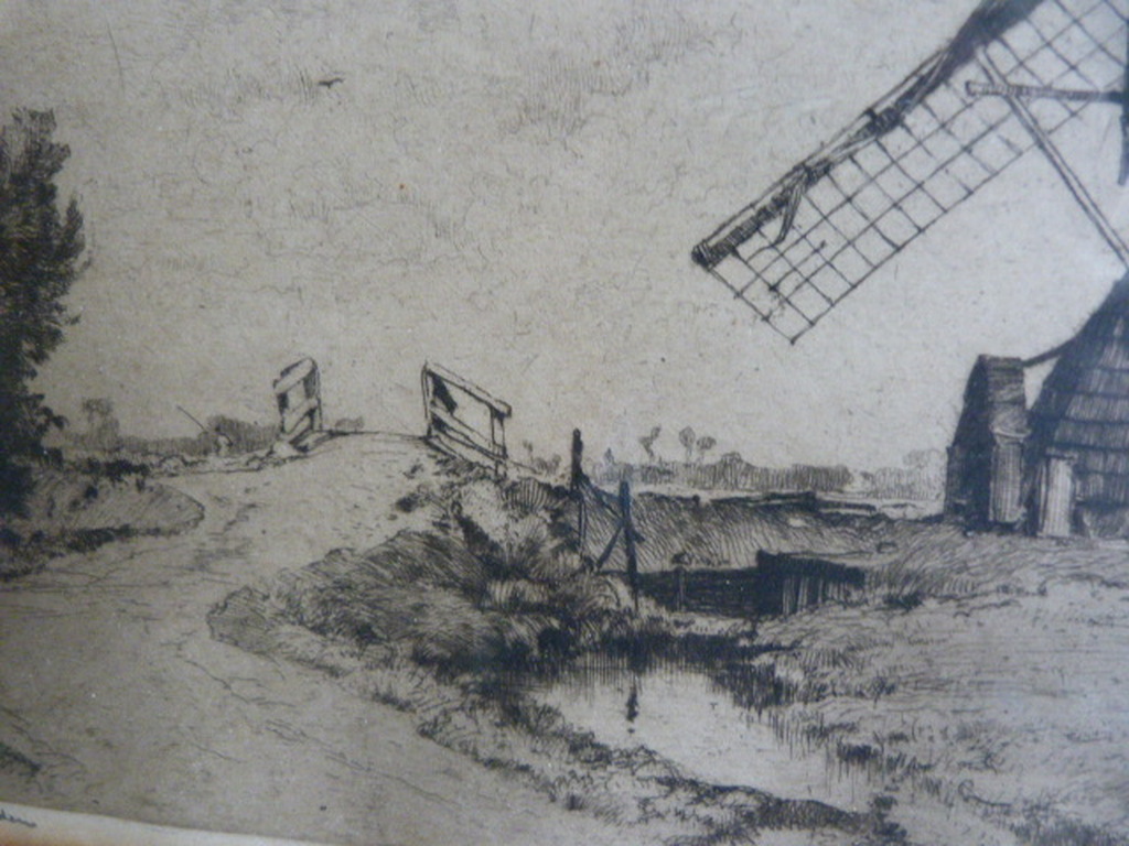 Wipmolen aan het Maredijkje, Leiden  -  ets. kopen? Bied vanaf 45!