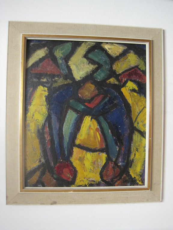 Jan Michels 1908-1998 olieverf op board "Landarbeider" 1964   verkocht voor € 90!