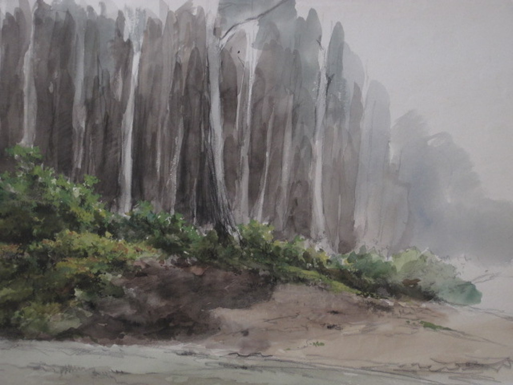 Originele 19e eeuwse Aquarel "Kennemerduinen" van George L Kiers (1838-1916) verkocht voor € 41!