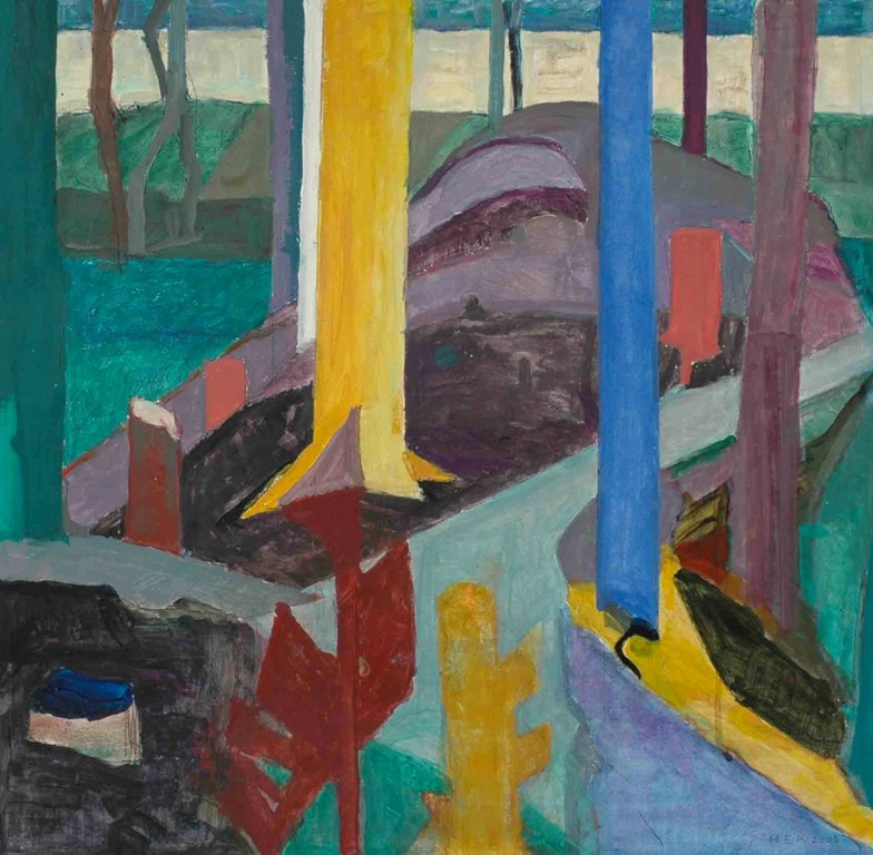 Hans Ebeling Koning, gouache, Vijver met Bomen verkocht voor € 110!