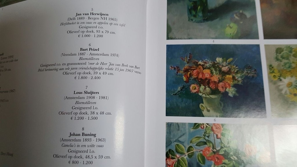 Bart Peizel: Olieverf op doek, bloemstilleven verkocht voor € 650!