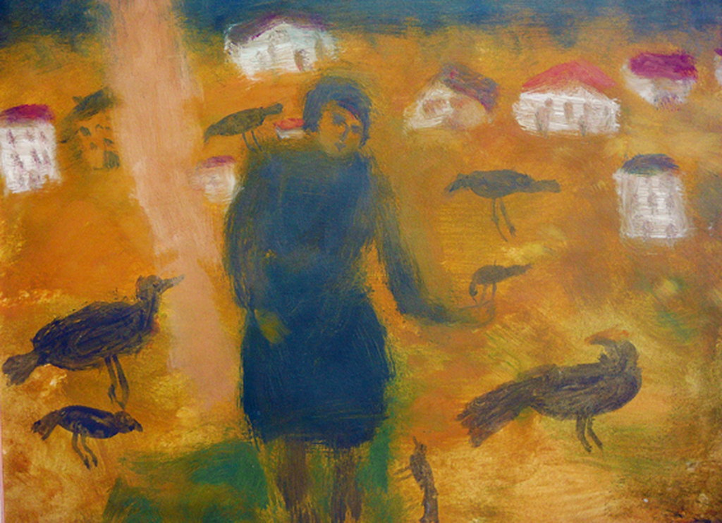 Eugene Brands: 'Vogelvoerend meisje' -gouache 1954- verkocht voor € 2400!