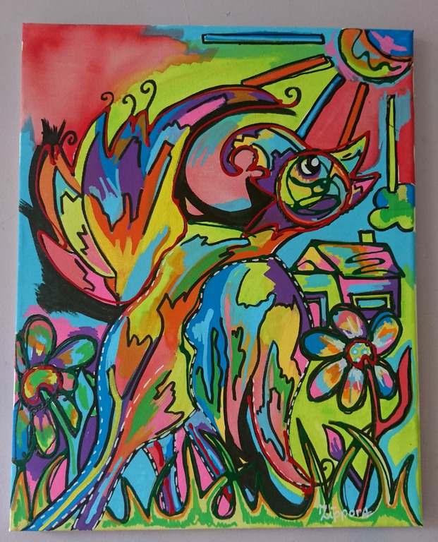 Zippora Meijer  acryl en posca op canvas  verkocht voor € 41!