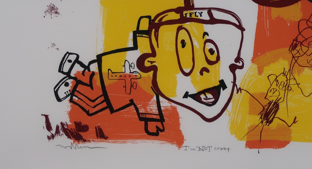 Willem Verburg: Zeefdruk, I'm not crazy - Ingelijst (groot) kopen? Bied vanaf 50!