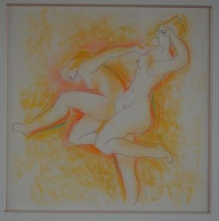 Theo Beerendonk, stoeiende vrouwen, potlood/pastel 25 x 25 - 1968 gesigneerd kopen? Bied vanaf 50!