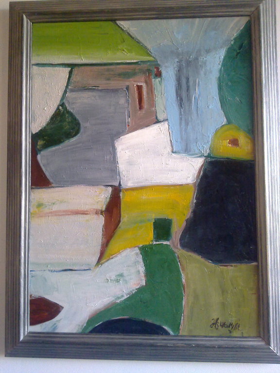 "Planning"expressionistisch werk-van john foppen-oliev./doek-in een fraaie lijst verkocht voor € 265!