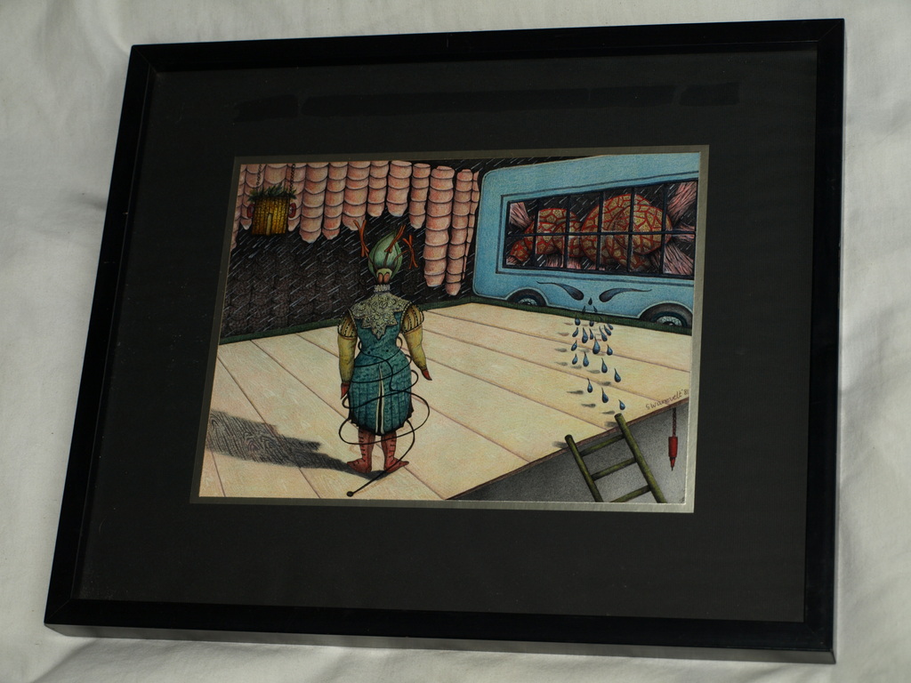 Ineke Swanevelt (1943) : Op het podium – Tekening – Gesigneerd & ingelijst -1981 kopen? Bied vanaf 1!