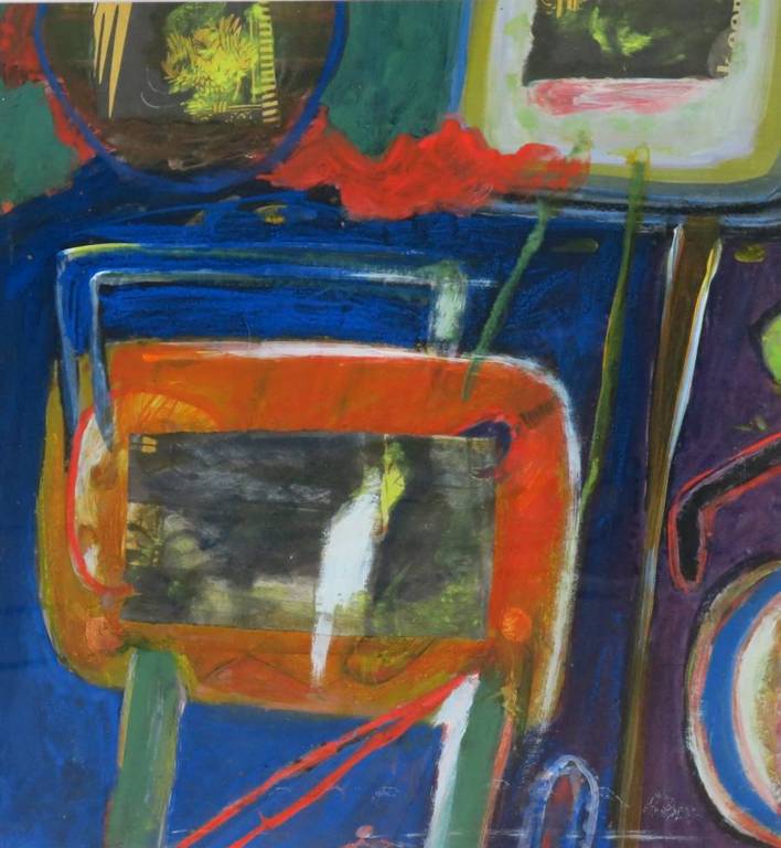 Wil van Leeuwen: Gouache op papier, Tafel - Ingelijst verkocht voor € 150!