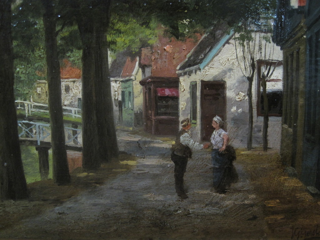Johan Gerstenhauer Zimmerman  - olieverf ca. 1900  "Hollands dorpsgezicht"  kopen? Bied vanaf 1!