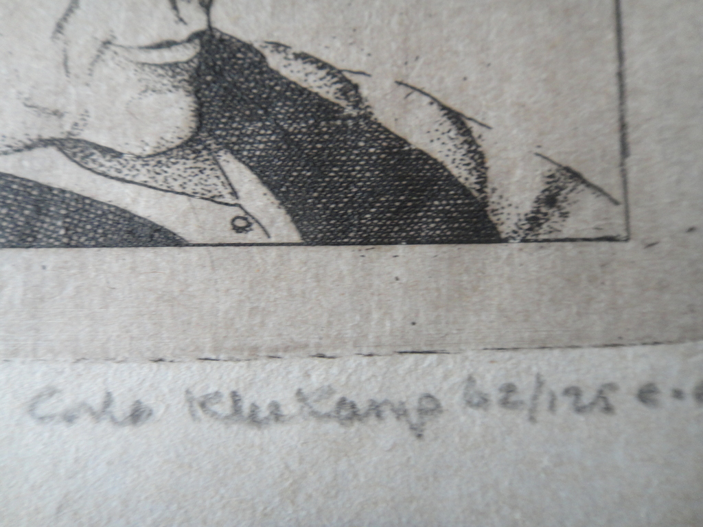 Carla Kleekamp, ets , 'wij dwerelen' ets en gedicht kopen? Bied vanaf 1!