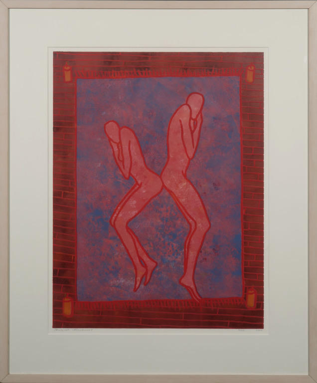 Raquel Maulwurf: Lino, Twee figuren - Ingelijst kopen? Bied vanaf 40!