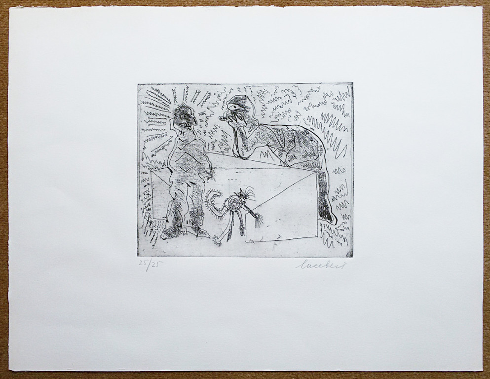 Lucebert - Personen met kat, ets kopen? Bied vanaf 275!