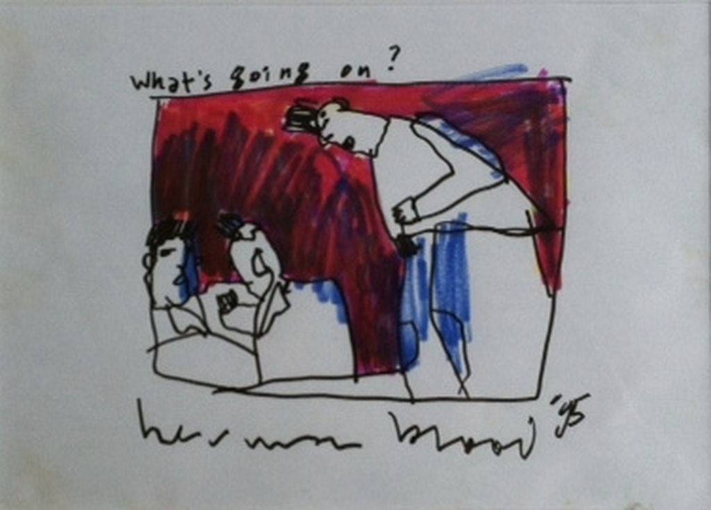 Herman Brood tekening 30 x 20 cm met lijst kopen? Bied vanaf 250!