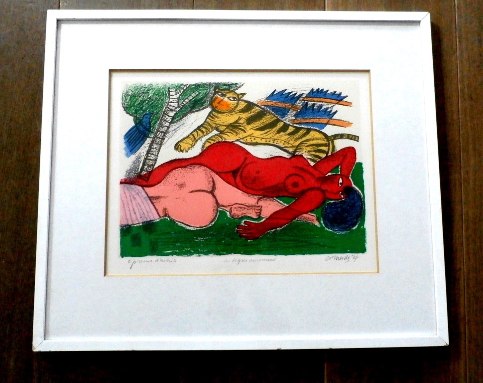 Corneille - ingelijste litho: Les Tigres amoureux 2 - 1987 kopen? Bied vanaf 199!
