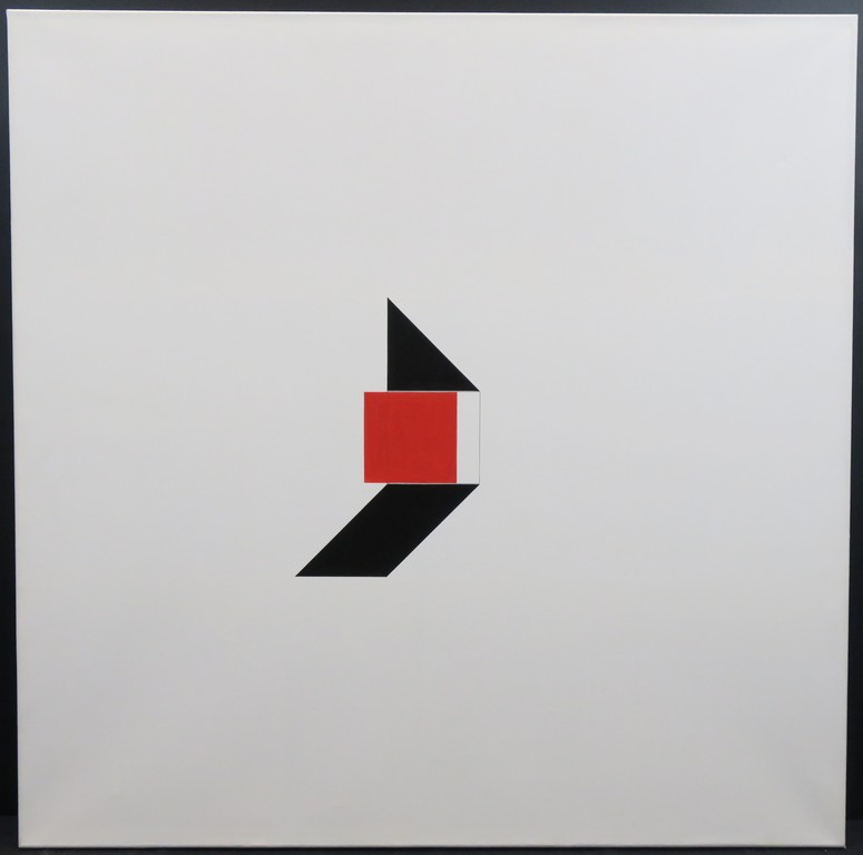 Wim Smits: Acryl op doek, Z.T. geometrische compositie zwart-rood op wit (groot) kopen? Bied vanaf 100!