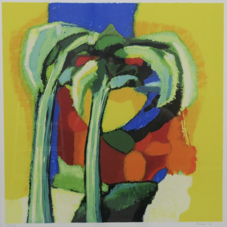 Saskia Bremer: Zeefdruk, Twee palmen A - Ingelijst kopen? Bied vanaf 1!