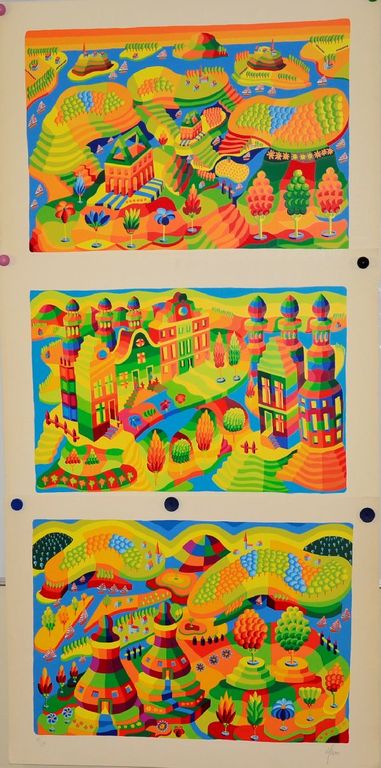 Drie kleurrijke litho's van Louis Gans verkocht voor € 60!