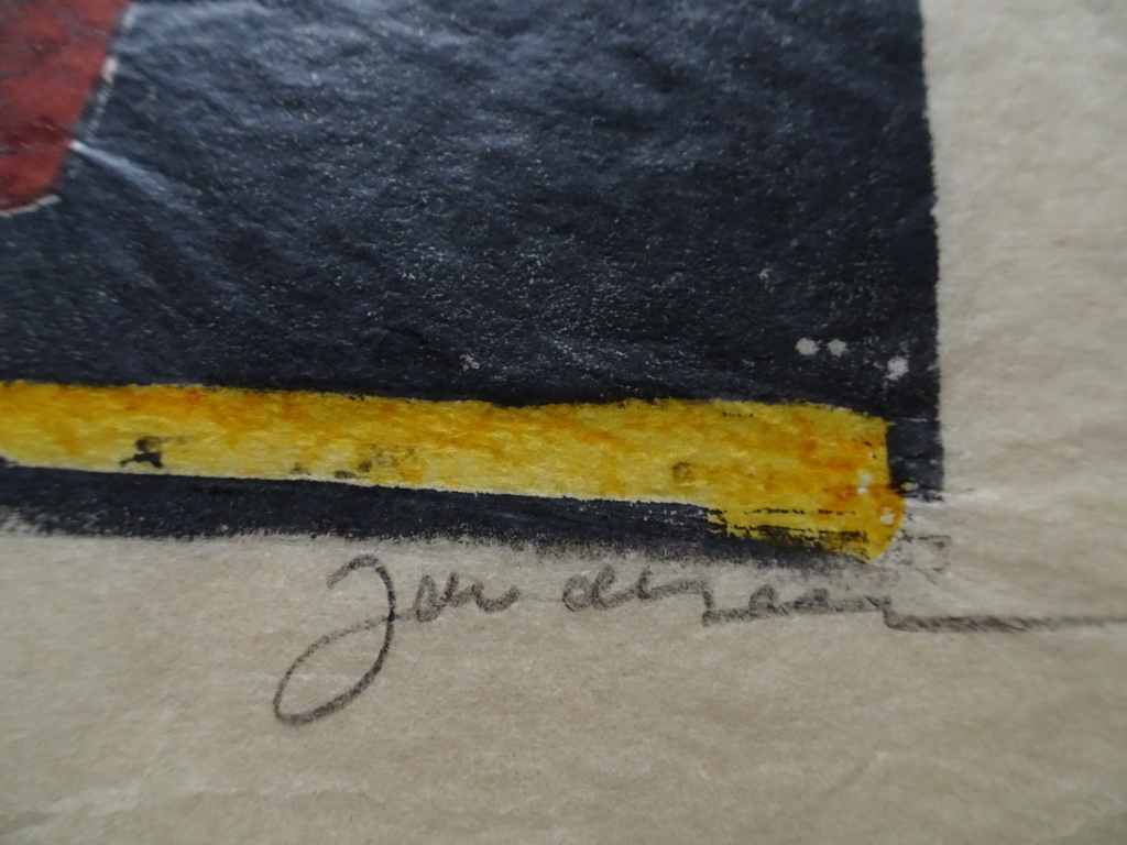 Jac de Bree, Houtdruk kleur, cactus in pot. kopen? Bied vanaf 20!