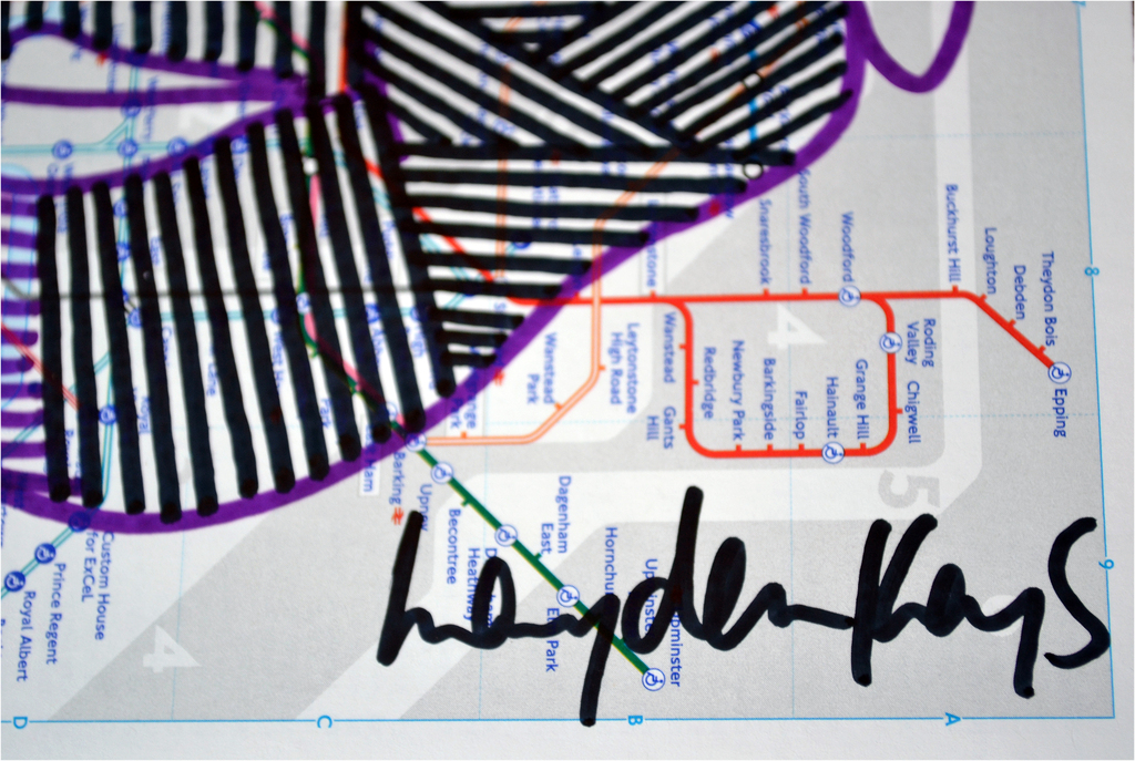 Hayden Kays, Stifttekening op metromap Londen, gesigneerd, 2013 kopen? Bied vanaf 1!