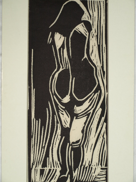 Piet Wiegman (1930-2008) – Houtsnede  – Vrouw – Gesigneerd  verkocht voor € 40!