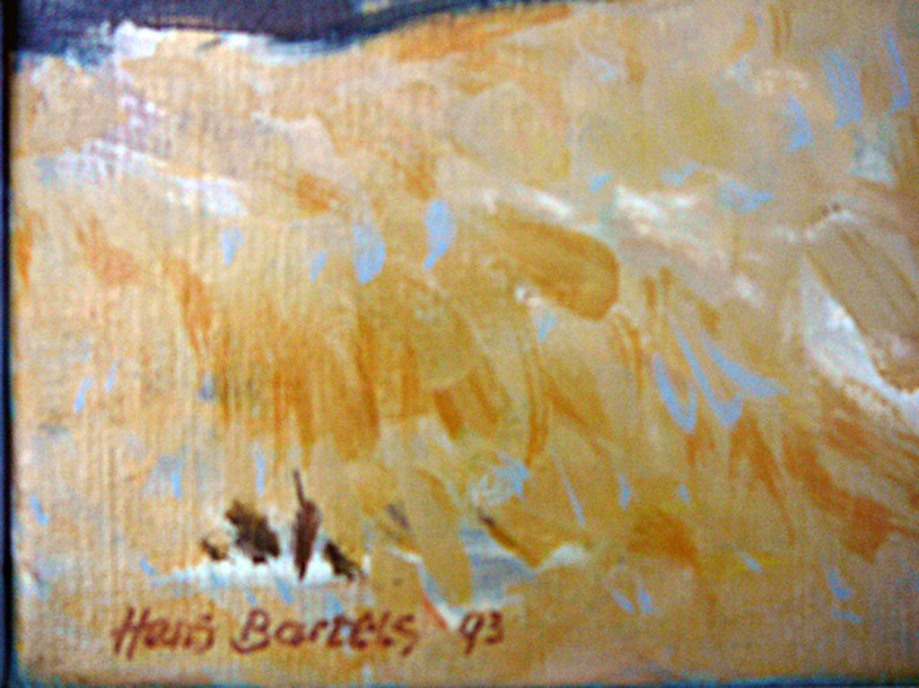 Hans Bartels: Dorp omgeven door korenvelden -olieverf 1993- kopen? Bied vanaf 45!