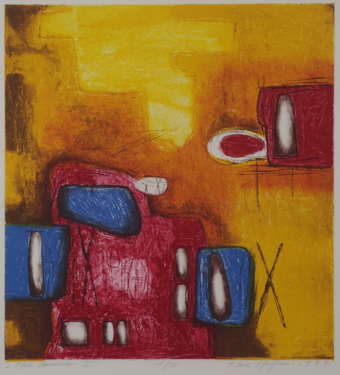 Hans Heijman: Ets, Het vermoeden I - Ingelijst verkocht voor € 35!