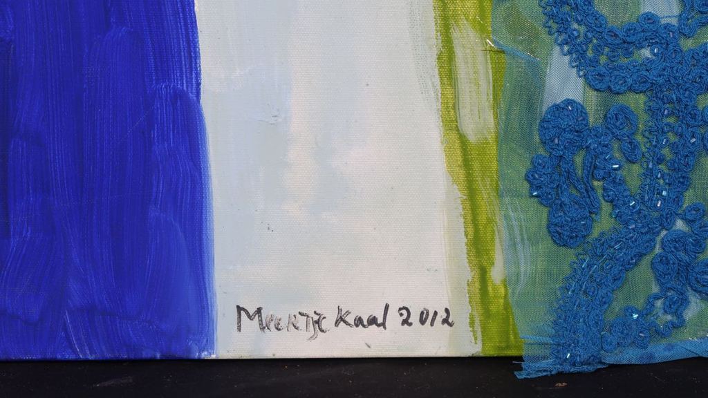 Meertje Kaal: Acryl en collage op doek, Ver gezicht kopen? Bied vanaf 1!