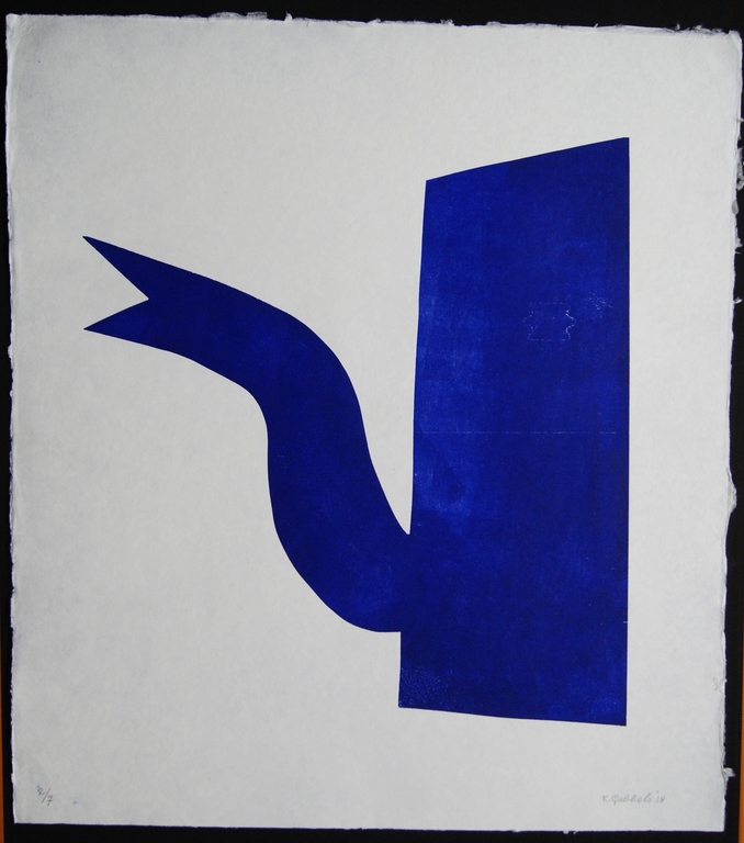 Klaas Gubbels grote houtdruk 'Blauwe Kan' - 2018 - oplage 7 ex. kopen? Bied vanaf 500!