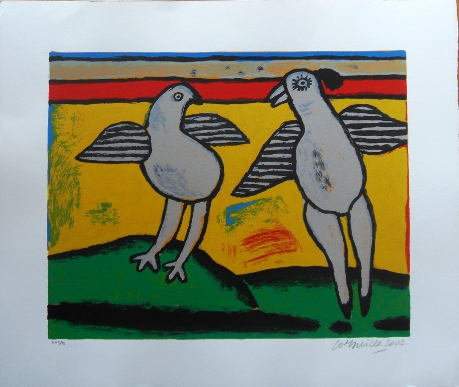 Corneille : vogels in geel  verkocht voor € 135!