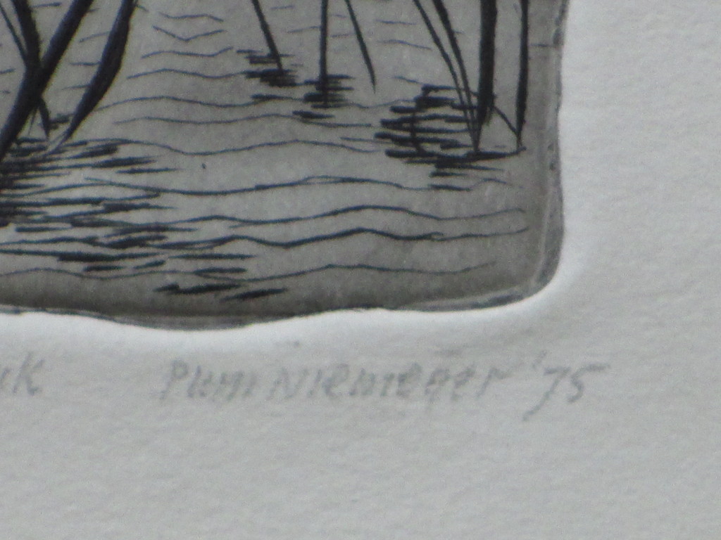 Pum Niemeijer - Pum Niemeijer, Rietkraag aan het water, Ets kopen? Bied vanaf 1!