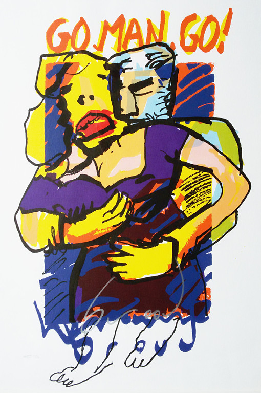 Herman Brood - Go Man Go, zeefdruk (mooi ingelijst) verkocht voor € 300!