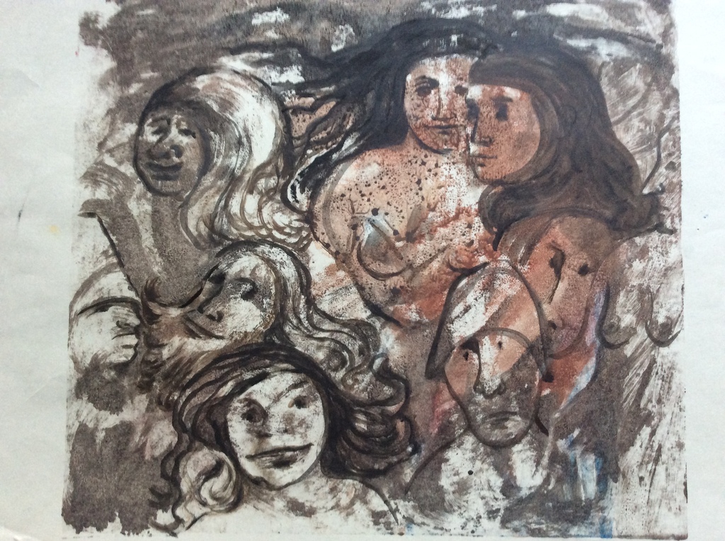 Irene Joffroy - Vrouwen der Aarde - olieverf op papier verkocht voor € 45!